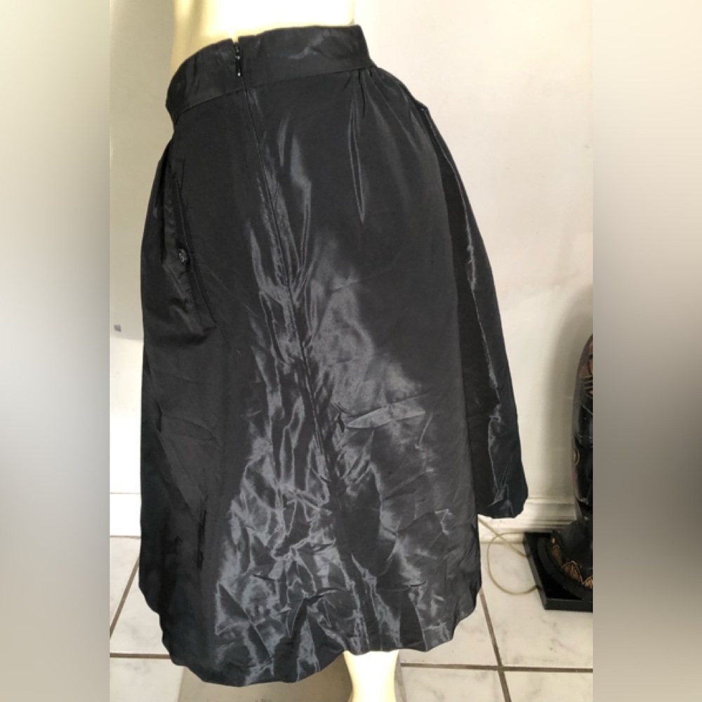 Tory Burch Shimmering Black Taffeta A-Line Skirt Size 4 - Picture 5 of 11